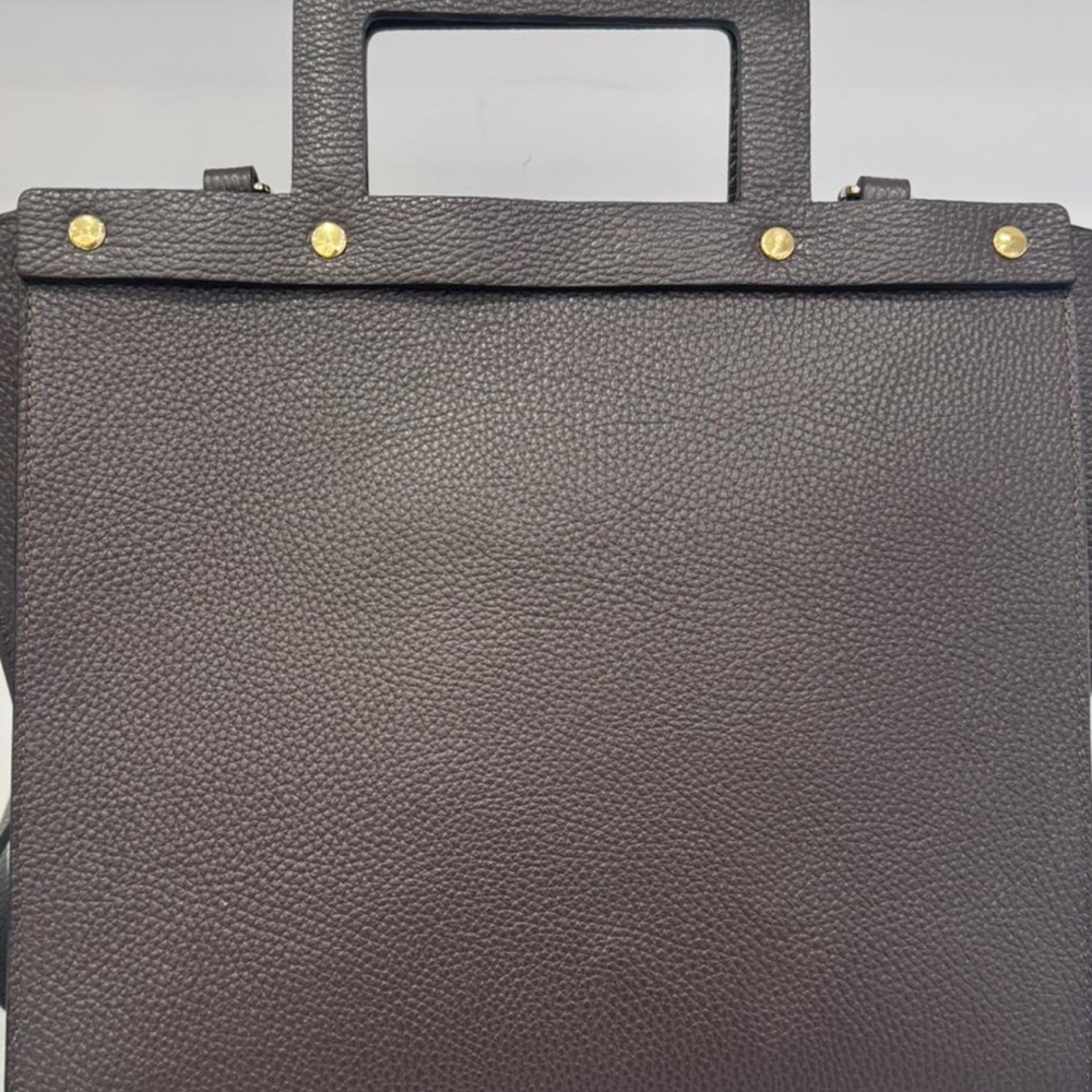 Brown sophisticated embossed unisex leather document briefcase